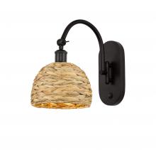  518-1W-OB-RBD-8-NAT - Woven Rattan - 1 Light - 8 inch - Oil Rubbed Bronze - Sconce