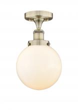  616-1F-AB-G201-8 - Beacon - 1 Light - 8 inch - Antique Brass - Semi-Flush Mount