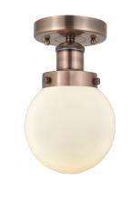  616-1F-AC-G201-6 - Beacon - 1 Light - 6 inch - Antique Copper - Semi-Flush Mount