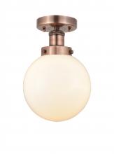  616-1F-AC-G201-8 - Beacon - 1 Light - 8 inch - Antique Copper - Semi-Flush Mount