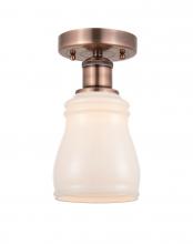  616-1F-AC-G391 - Ellery - 1 Light - 5 inch - Antique Copper - Semi-Flush Mount