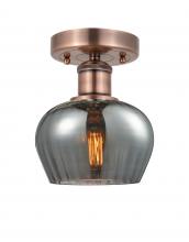  616-1F-AC-G93 - Fenton - 1 Light - 7 inch - Antique Copper - Semi-Flush Mount