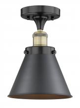 616-1F-BAB-M13-BK - Edison - 1 Light - 8 inch - Black Antique Brass - Semi-Flush Mount