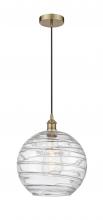  616-1P-AB-G1213-12-LED - Athens Deco Swirl - 1 Light - 12 inch - Antique Brass - Cord hung - Mini Pendant