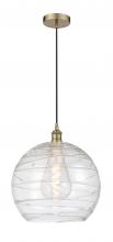  616-1P-AB-G1213-14-LED - Athens Deco Swirl - 1 Light - 14 inch - Antique Brass - Cord hung - Pendant