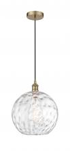  616-1P-AB-G1215-12 - Athens Water Glass - 1 Light - 12 inch - Antique Brass - Cord hung - Mini Pendant