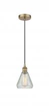  616-1P-AB-G275-LED - Conesus - 1 Light - 6 inch - Antique Brass - Cord hung - Mini Pendant