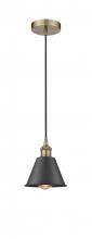  616-1P-AB-M8-BK-LED - Smithfield - 1 Light - 7 inch - Antique Brass - Cord hung - Mini Pendant