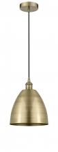  616-1P-AB-MBD-9-AB-LED - Bristol - 1 Light - 9 inch - Antique Brass - Cord hung - Mini Pendant