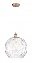  616-1P-AC-G1215-14 - Athens Water Glass - 1 Light - 13 inch - Antique Copper - Cord hung - Pendant