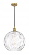  616-1P-BB-G1215-14 - Athens Water Glass - 1 Light - 13 inch - Brushed Brass - Cord hung - Pendant