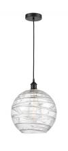  616-1P-BK-G1213-12-LED - Athens Deco Swirl - 1 Light - 12 inch - Matte Black - Cord hung - Mini Pendant