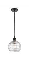  616-1P-BK-G1213-8-LED - Athens Deco Swirl - 1 Light - 8 inch - Matte Black - Cord hung - Mini Pendant