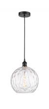  616-1P-BK-G1215-10-LED - Athens Water Glass - 1 Light - 10 inch - Matte Black - Cord hung - Mini Pendant