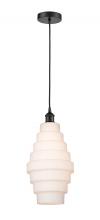  616-1P-BK-G671-8-LED - Cascade - 1 Light - 8 inch - Matte Black - Cord hung - Mini Pendant