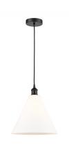  616-1P-BK-GBC-121-LED - Berkshire - 1 Light - 12 inch - Matte Black - Cord hung - Mini Pendant