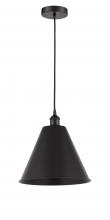  616-1P-BK-MBC-12-BK-LED - Berkshire - 1 Light - 12 inch - Matte Black - Cord hung - Mini Pendant