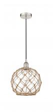 Innovations Lighting 616-1P-PN-G122-10RB-LED - Farmhouse Rope - 1 Light - 10 inch - Polished Nickel - Cord hung - Mini Pendant