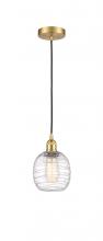 Innovations Lighting 616-1P-SG-G1013-LED - Belfast - 1 Light - 6 inch - Satin Gold - Cord hung - Mini Pendant