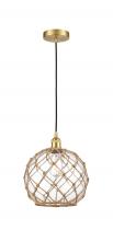 Innovations Lighting 616-1P-SG-G122-10RB-LED - Farmhouse Rope - 1 Light - 10 inch - Satin Gold - Cord hung - Mini Pendant