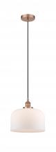  616-1PH-AC-G71-L-LED - Bell - 1 Light - 12 inch - Antique Copper - Cord hung - Mini Pendant