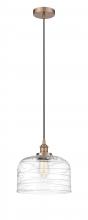  616-1PH-AC-G713-L-LED - Bell - 1 Light - 12 inch - Antique Copper - Cord hung - Mini Pendant