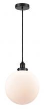  616-1PH-BK-G201-12-LED - Beacon - 1 Light - 12 inch - Matte Black - Cord hung - Mini Pendant