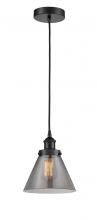  616-1PH-BK-G43-LED - Cone - 1 Light - 8 inch - Matte Black - Cord hung - Mini Pendant