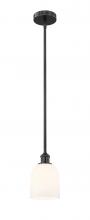  616-1S-BK-G558-6GWH - Bella - 1 Light - 6 inch - Matte Black - Cord hung - Mini Pendant