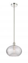  616-1S-PN-G555-12CL - Ithaca - 1 Light - 12 inch - Polished Nickel - Cord hung - Mini Pendant