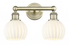  616-2W-AB-G1217-6WV - White Venetian - 2 Light - 15 inch - Antique Brass - Bath Vanity Light