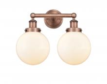  616-2W-AC-G201-8 - Beacon - 2 Light - 17 inch - Antique Copper - Bath Vanity Light