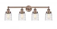  616-4W-AC-G513 - Bell - 4 Light - 32 inch - Antique Copper - Bath Vanity Light