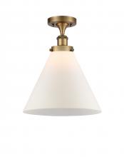  916-1C-BB-G41-L-LED - Cone - 1 Light - 12 inch - Brushed Brass - Semi-Flush Mount