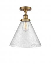  916-1C-BB-G44-L-LED - Cone - 1 Light - 12 inch - Brushed Brass - Semi-Flush Mount