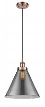  916-1P-AC-G43-L-LED - Cone - 1 Light - 12 inch - Antique Copper - Cord hung - Mini Pendant