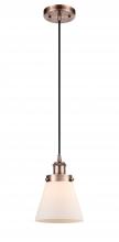  916-1P-AC-G61 - Cone - 1 Light - 6 inch - Antique Copper - Cord hung - Mini Pendant