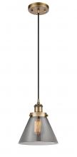  916-1P-BB-G43-LED - Cone - 1 Light - 8 inch - Brushed Brass - Cord hung - Mini Pendant