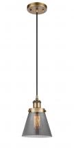  916-1P-BB-G63 - Cone - 1 Light - 6 inch - Brushed Brass - Cord hung - Mini Pendant