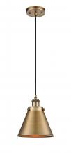  916-1P-BB-M13-BB - Appalachian - 1 Light - 8 inch - Brushed Brass - Cord hung - Mini Pendant