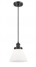  916-1P-BK-G41-LED - Cone - 1 Light - 8 inch - Matte Black - Cord hung - Mini Pendant