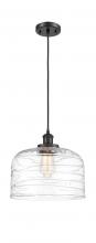  916-1P-BK-G713-L - Bell - 1 Light - 12 inch - Matte Black - Cord hung - Mini Pendant