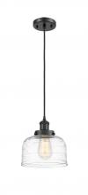  916-1P-BK-G713 - Bell - 1 Light - 8 inch - Matte Black - Cord hung - Mini Pendant