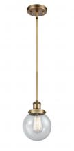  916-1S-BB-G204-6 - Beacon - 1 Light - 6 inch - Brushed Brass - Mini Pendant
