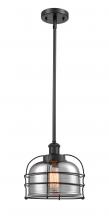  916-1S-BK-G73-CE - Bell Cage - 1 Light - 8 inch - Matte Black - Mini Pendant