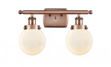  916-2W-AC-G201-6 - Beacon - 2 Light - 16 inch - Antique Copper - Bath Vanity Light