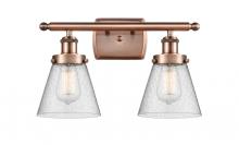  916-2W-AC-G64 - Cone - 2 Light - 16 inch - Antique Copper - Bath Vanity Light