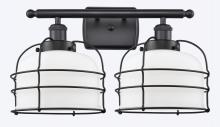  916-2W-BK-G71-CE-LED - Bell Cage - 2 Light - 16 inch - Matte Black - Bath Vanity Light