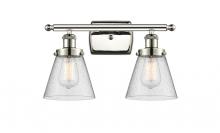  916-2W-PN-G64 - Cone - 2 Light - 16 inch - Polished Nickel - Bath Vanity Light