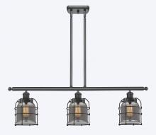  916-3I-BK-G53-CE-LED - Bell Cage - 3 Light - 36 inch - Matte Black - Stem Hung - Island Light